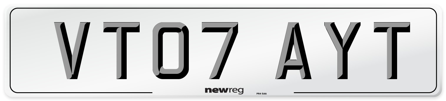 VT07 AYT Number Plate from New Reg